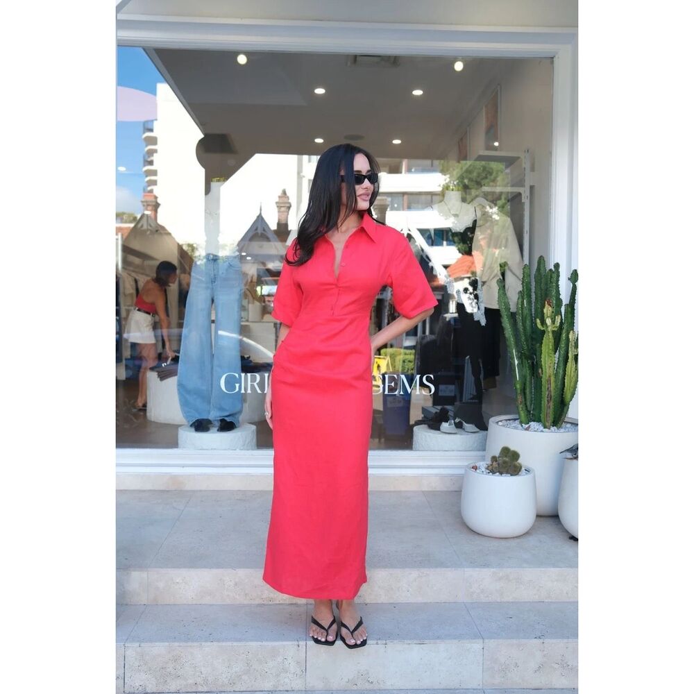 ✨SNEAKY LINK Lefka Midi Red Sz Large Dress✨ - Picture 6 of 16